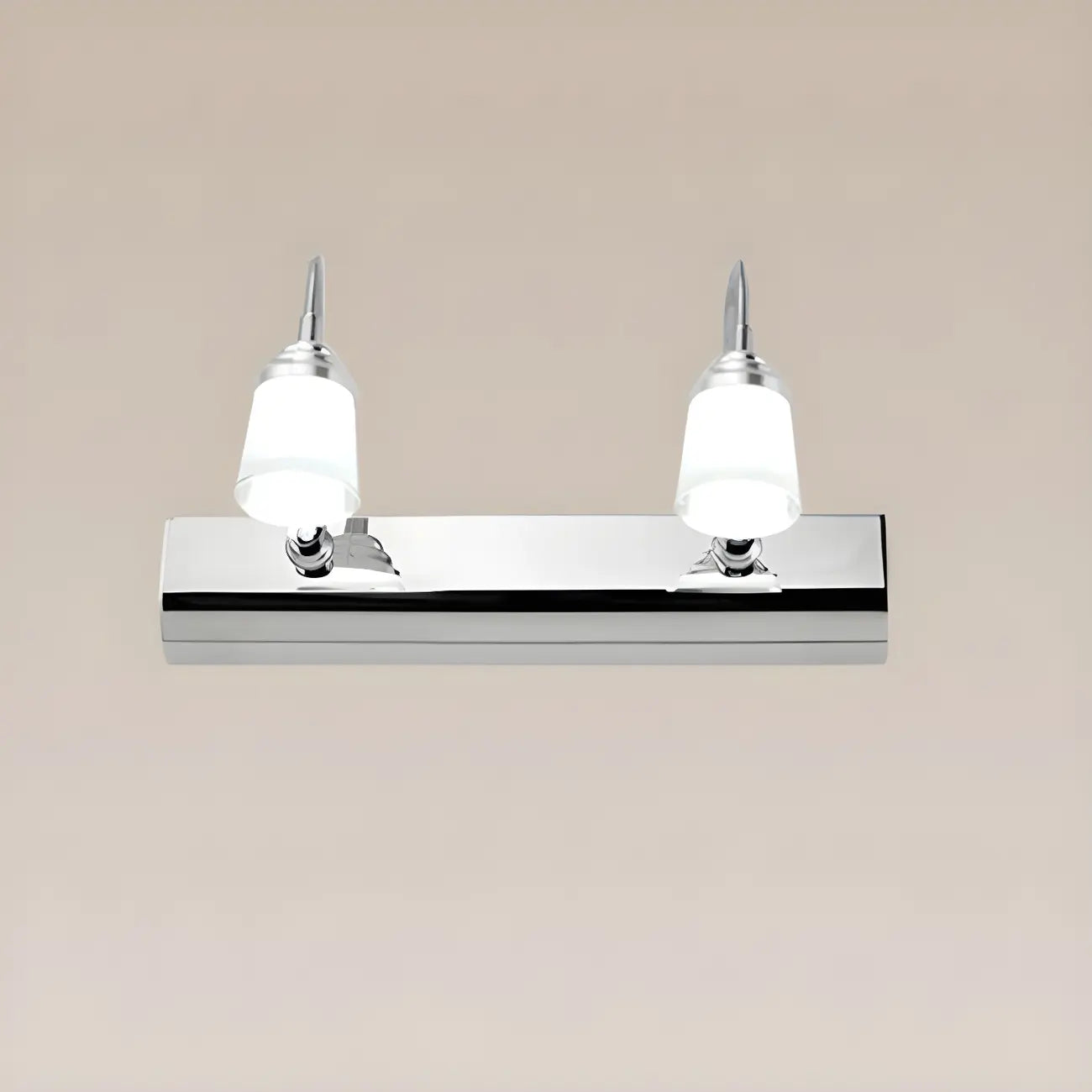 Modern Chrome LED Bathroom Vanity Light with White Shade