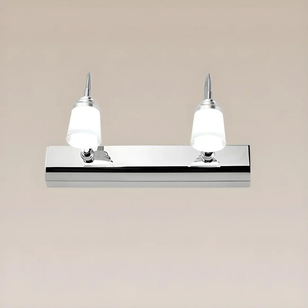 Modern Chrome LED Bathroom Vanity Light with White Shade