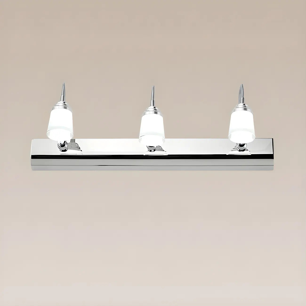 Modern Chrome LED Bathroom Vanity Light with White Shade
