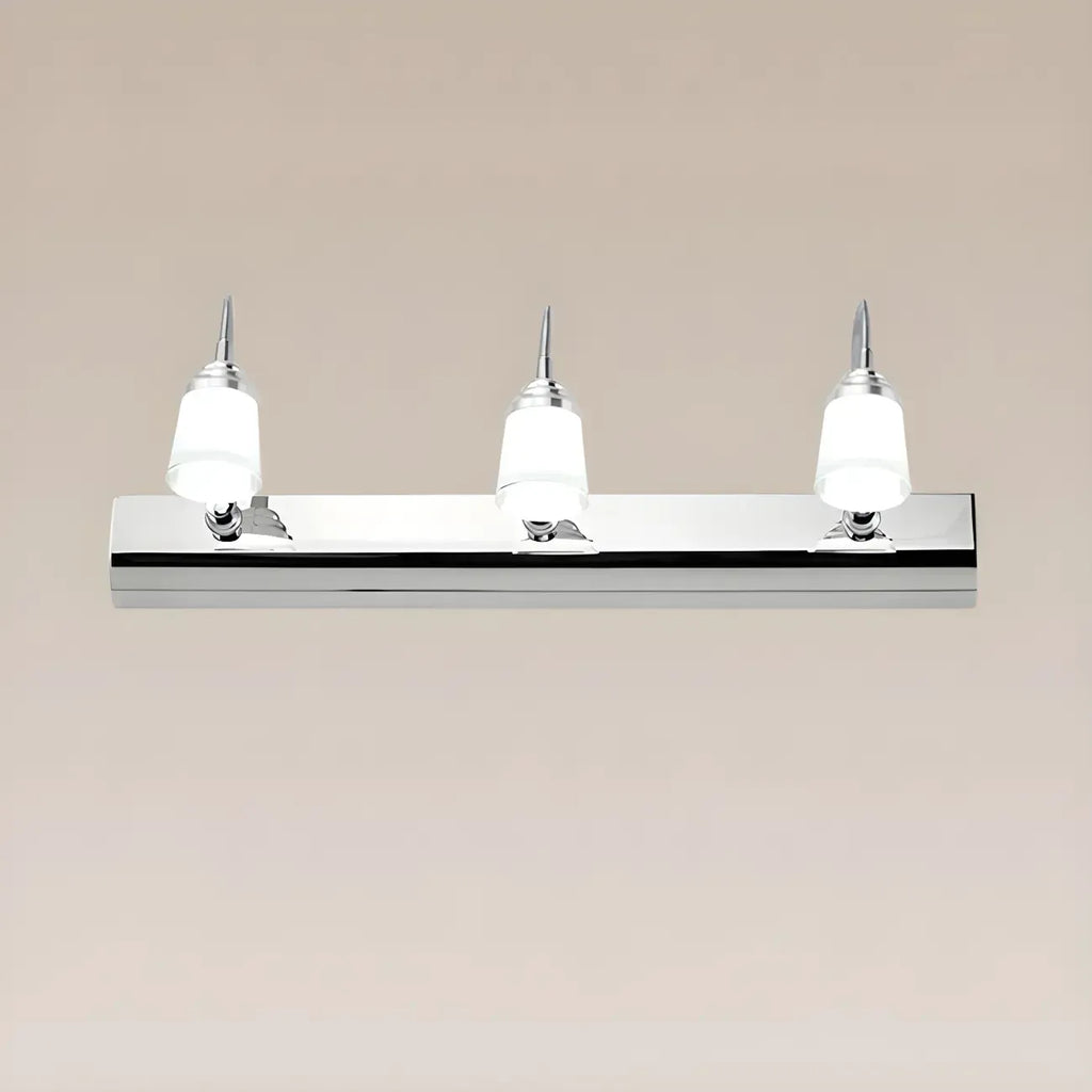 Modern Chrome LED Bathroom Vanity Light with White Shade