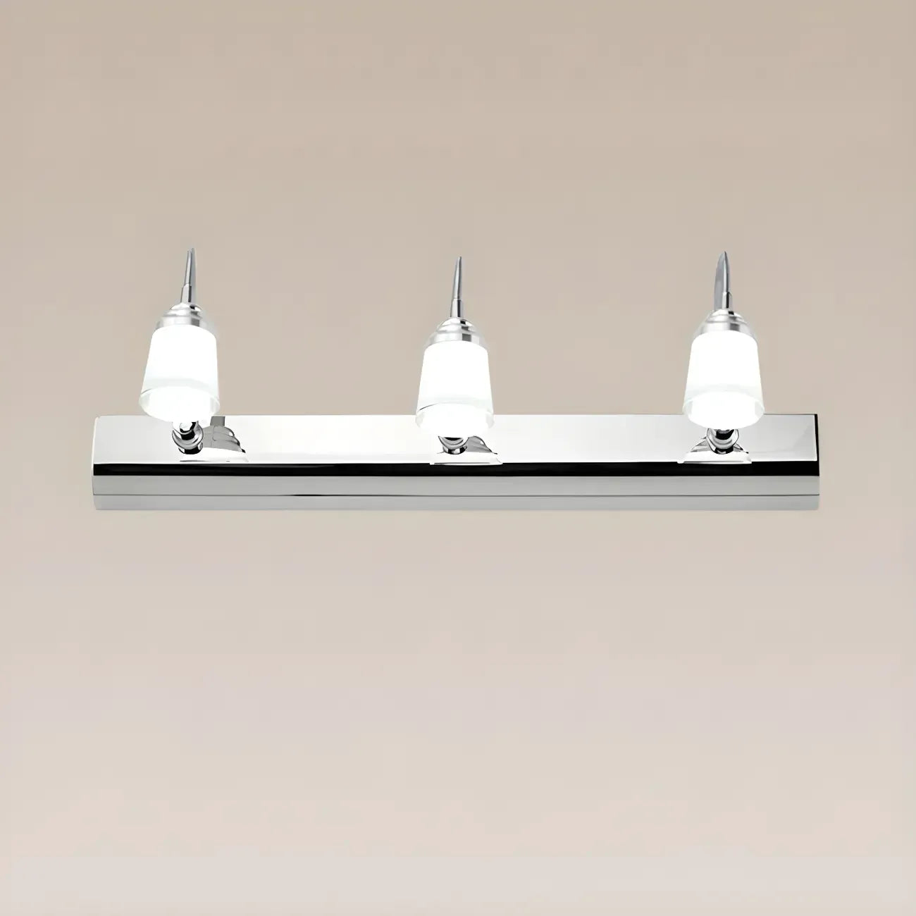 Modern Chrome LED Bathroom Vanity Light with White Shade