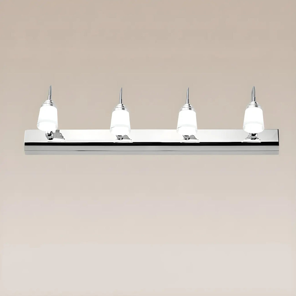 Modern Chrome LED Bathroom Vanity Light with White Shade