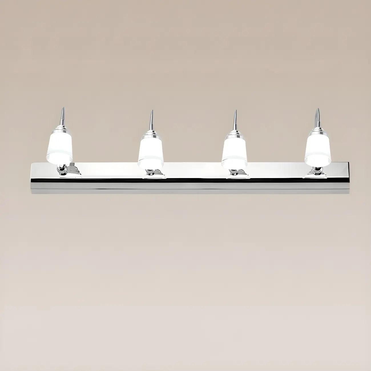 Modern Chrome LED Bathroom Vanity Light with White Shade