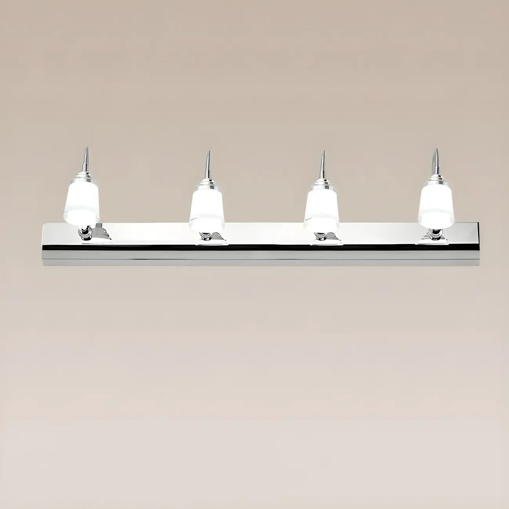 Modern Chrome LED Bathroom Vanity Light with White Shade