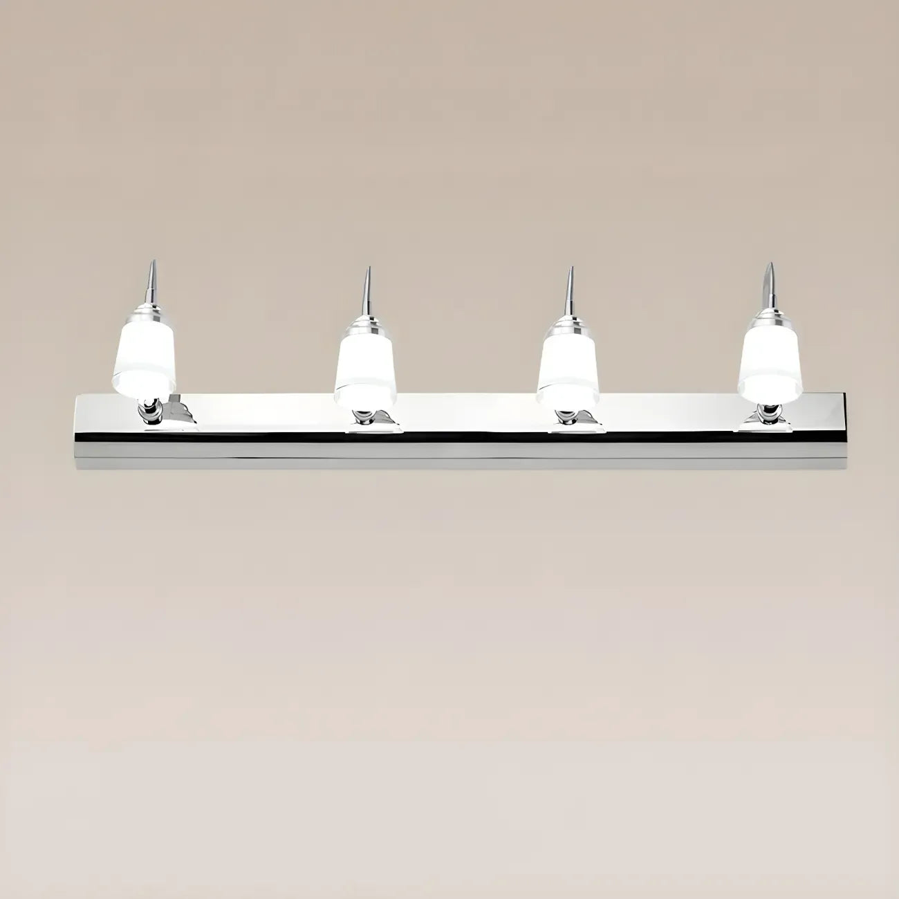 Modern Chrome LED Bathroom Vanity Light with White Shade