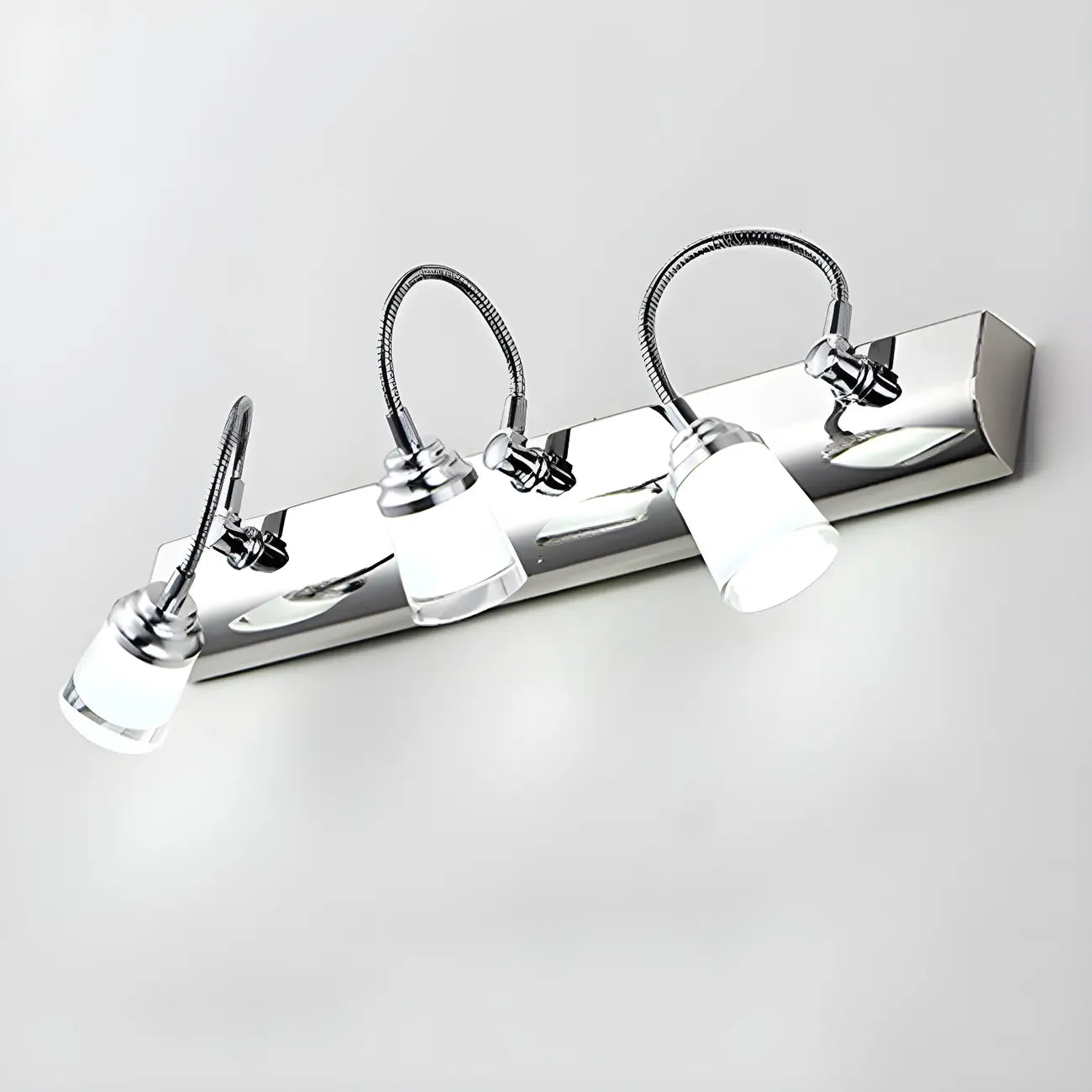 Modern Chrome LED Bathroom Vanity Light with White Shade