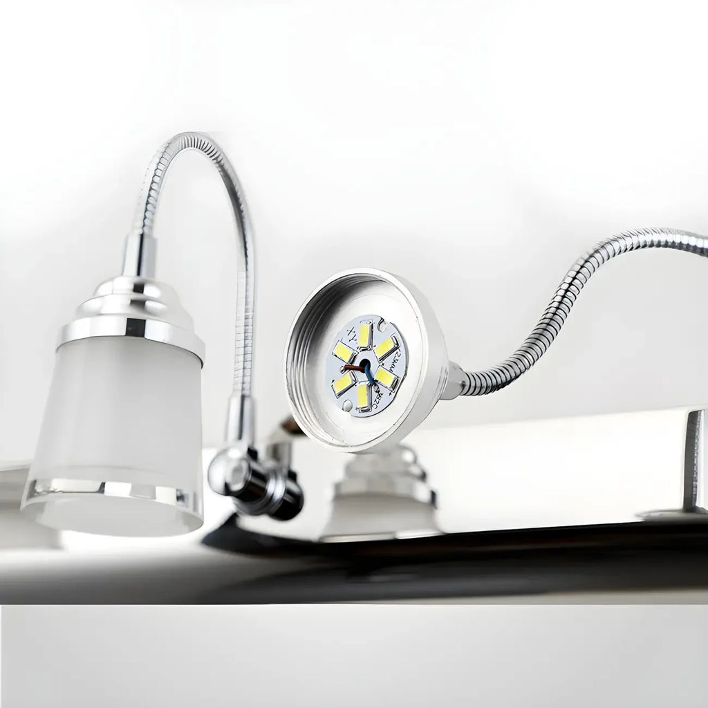 Modern Chrome LED Bathroom Vanity Light with White Shade