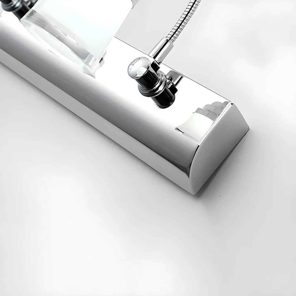 Modern Chrome LED Bathroom Vanity Light with White Shade