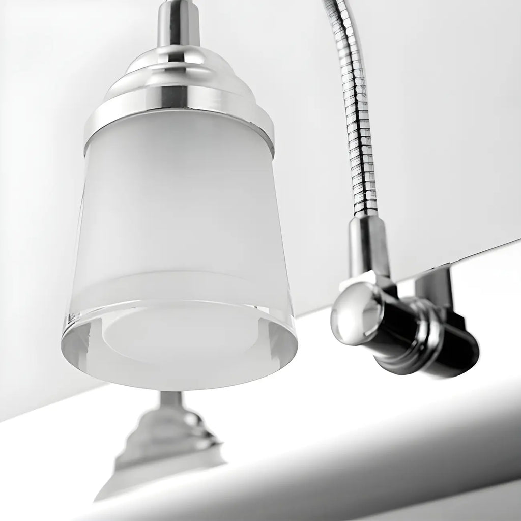Modern Chrome LED Bathroom Vanity Light with White Shade
