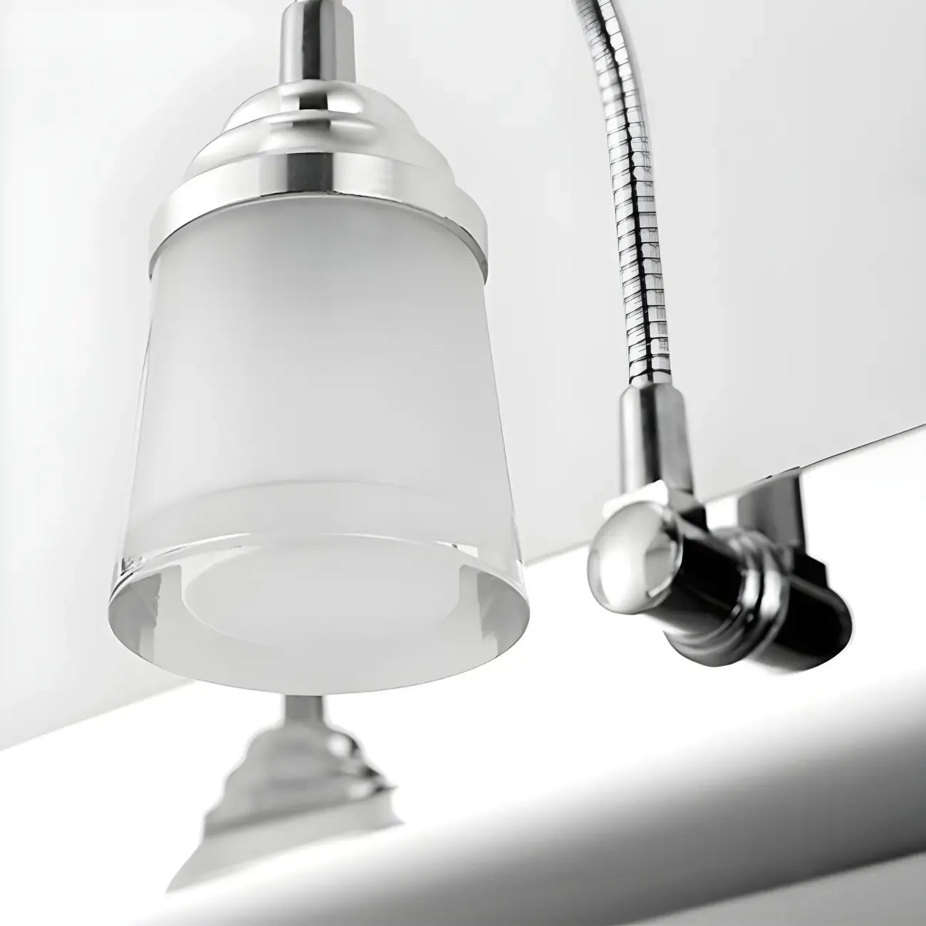 Modern Chrome LED Bathroom Vanity Light with White Shade