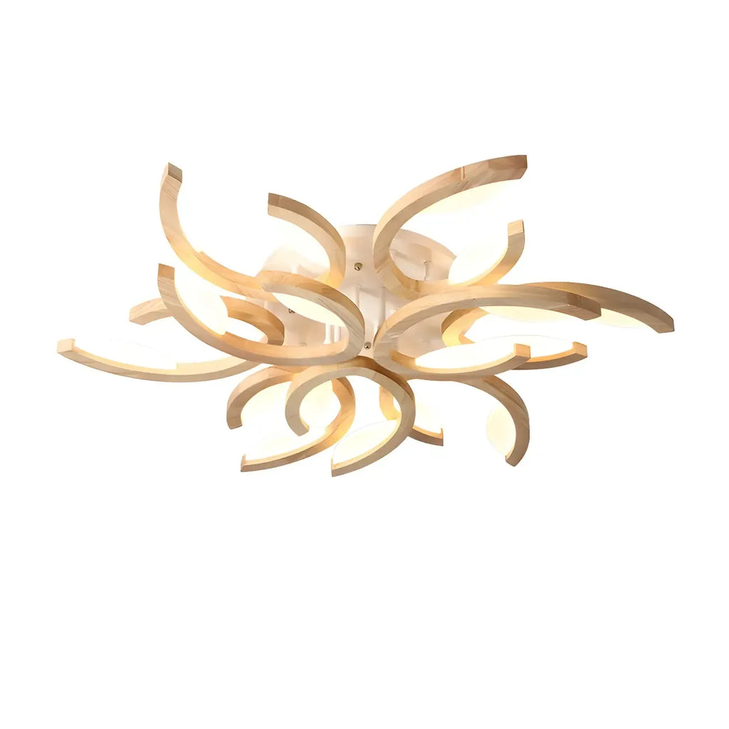 Nordic Wooden Semi Flush Mount Ceiling Light with 3-9 Light