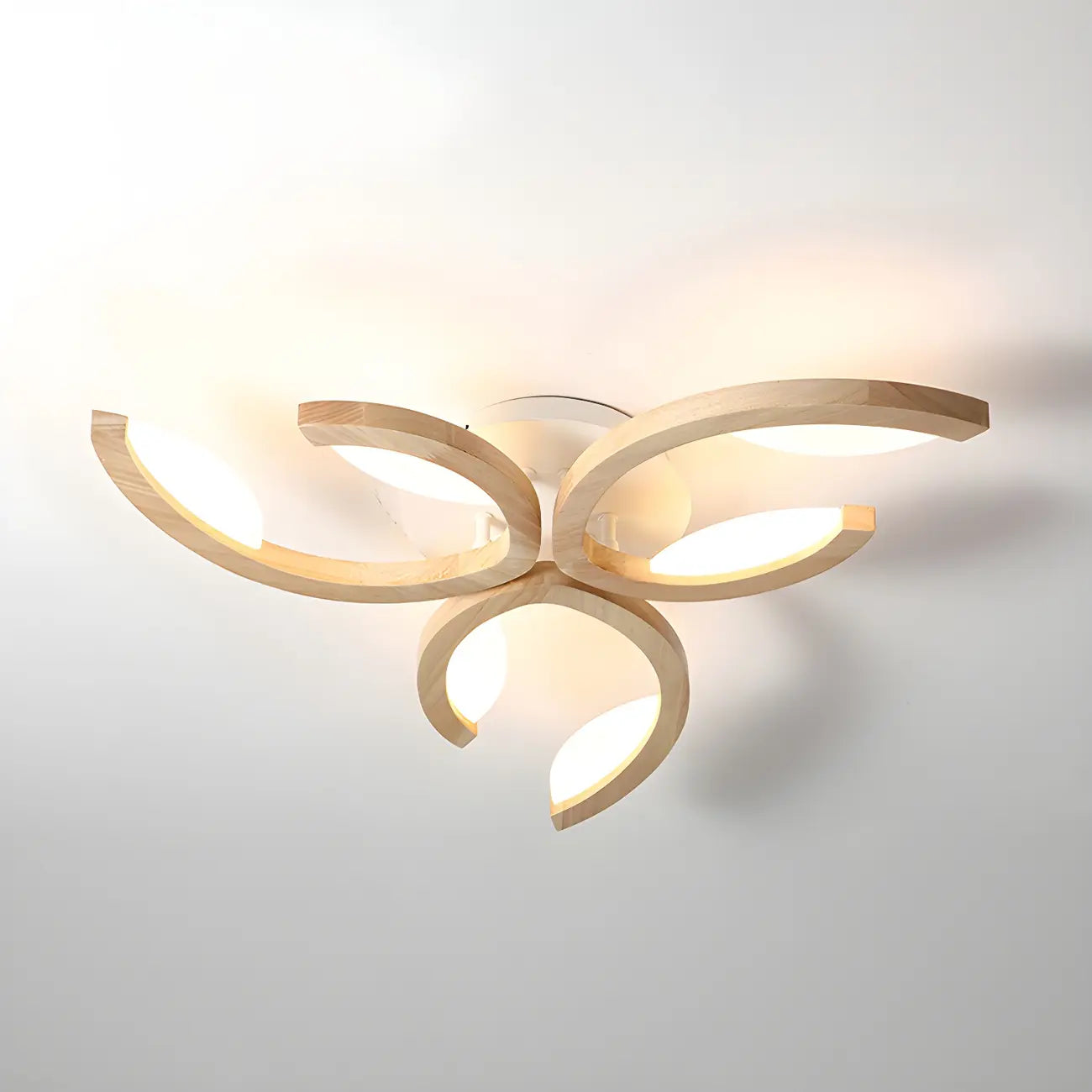 Nordic Wooden Semi Flush Mount Ceiling Light with 3-9 Light