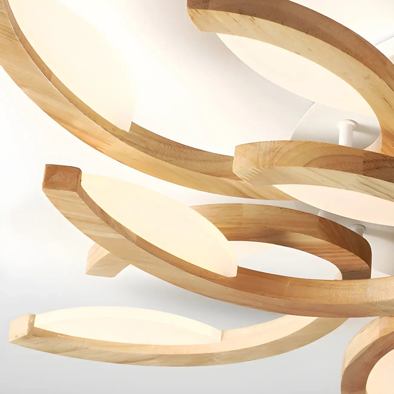 Nordic Wooden Semi Flush Mount Ceiling Light with 3-9 Light