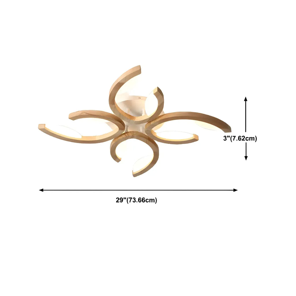 Nordic Wooden Semi Flush Mount Ceiling Light with 3-9 Light