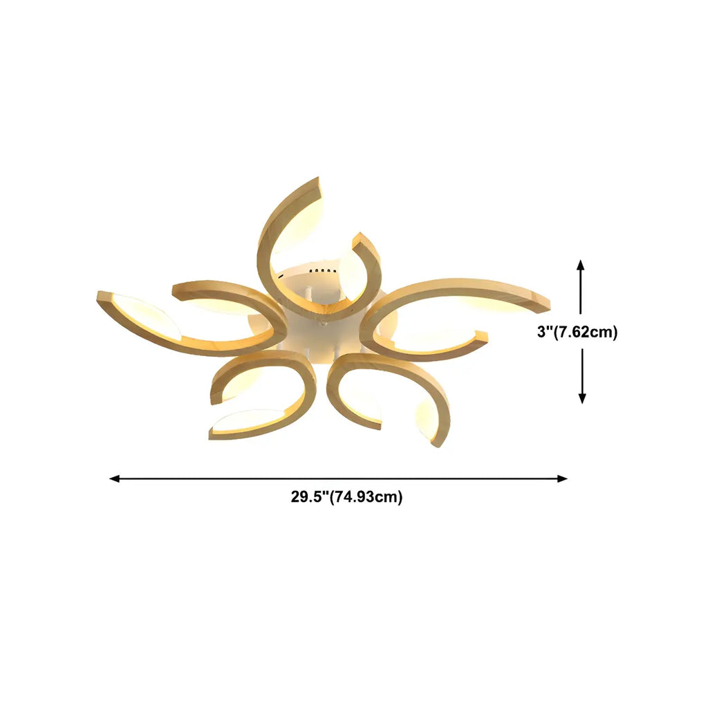 Nordic Wooden Semi Flush Mount Ceiling Light with 3-9 Light