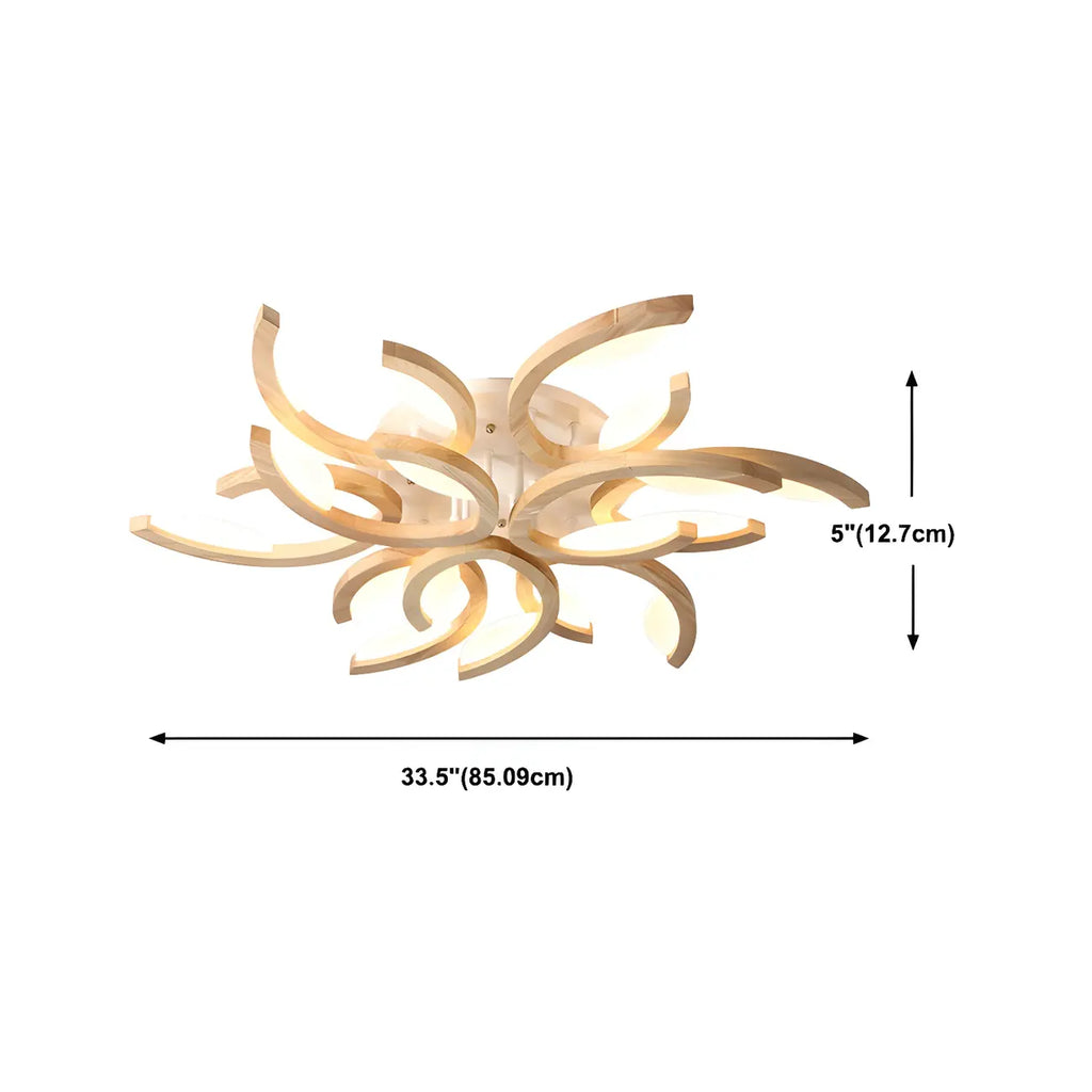 Nordic Wooden Semi Flush Mount Ceiling Light with 3-9 Light