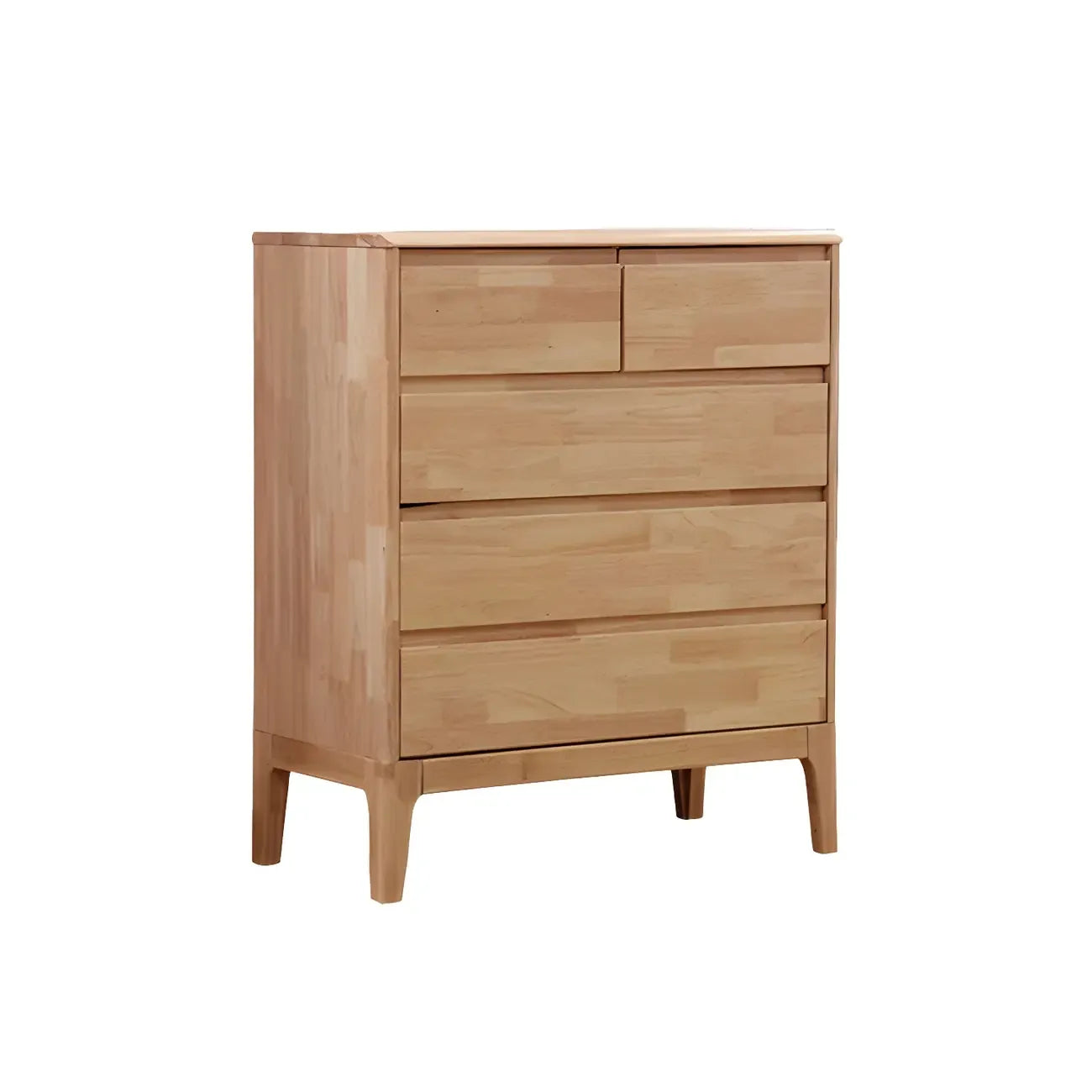 Simple Natural Rubberwood Low Multi-Drawer Dresser