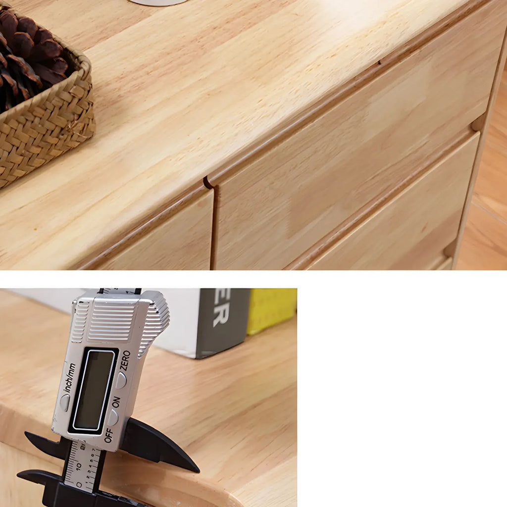Simple Natural Rubberwood Low Multi-Drawer Dresser