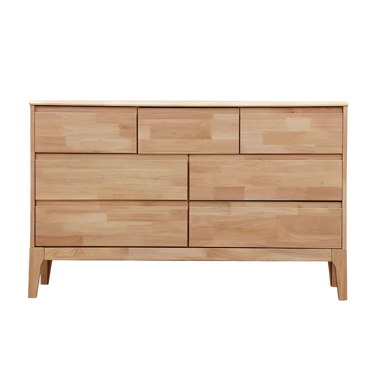 Simple Natural Rubberwood Low Multi-Drawer Dresser