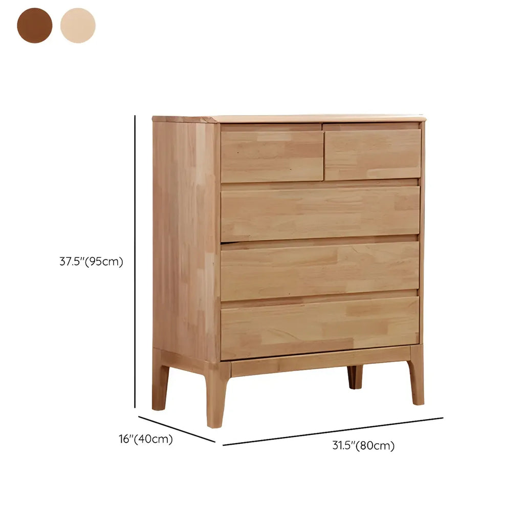 Simple Natural Rubberwood Low Multi-Drawer Dresser