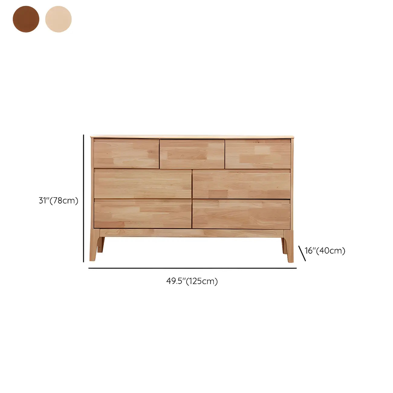 Simple Natural Rubberwood Low Multi-Drawer Dresser