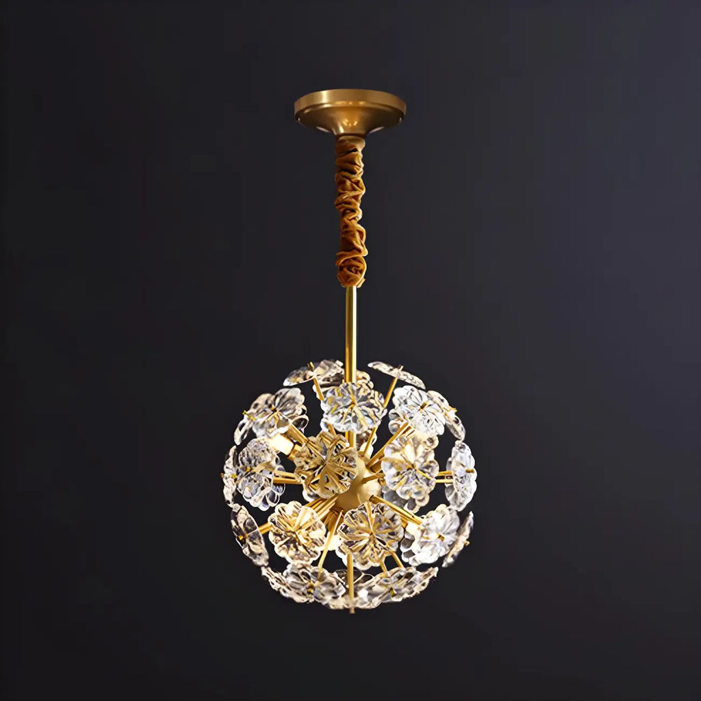 Modern Gold Spherical Glass Floral Sputnik Chandelier
