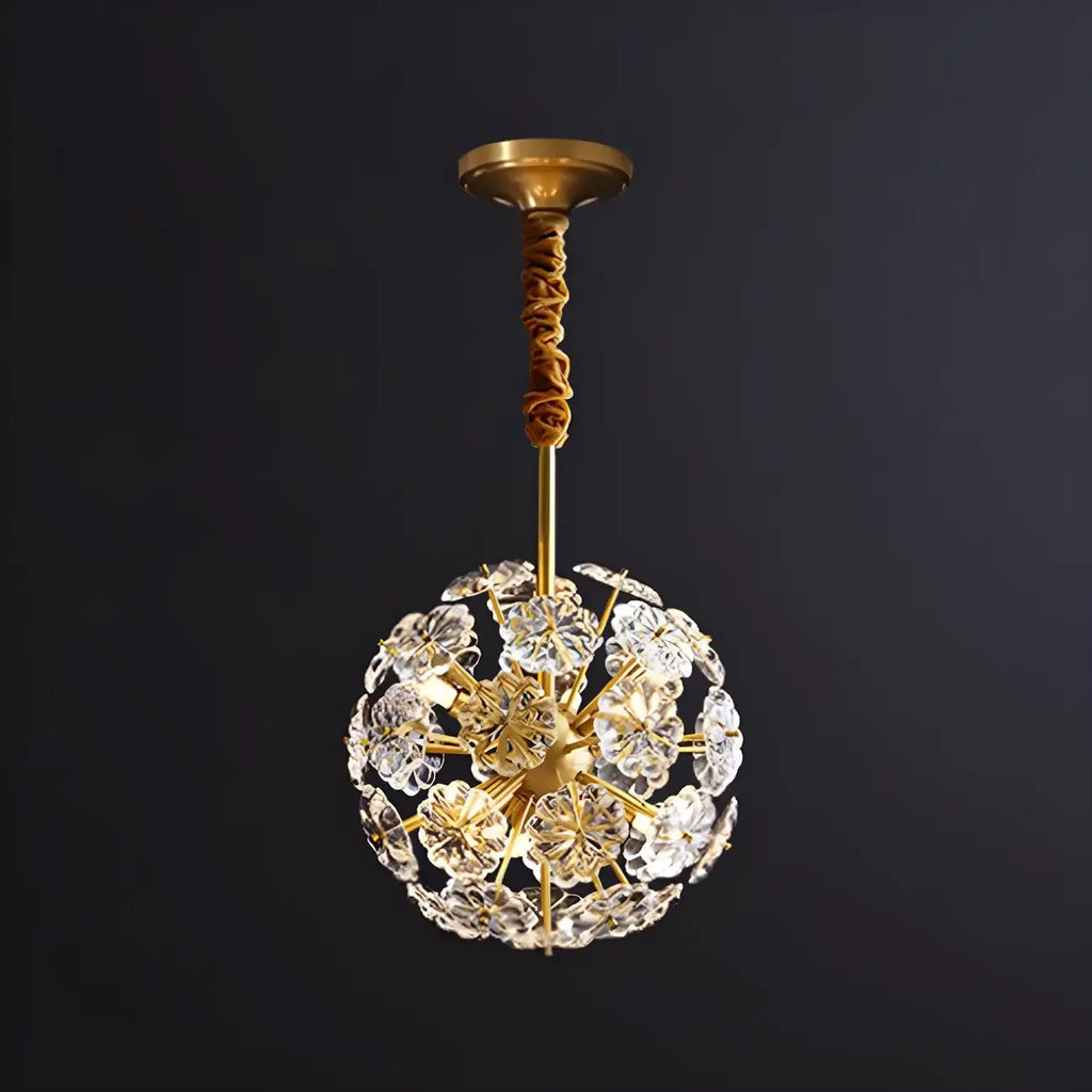 Modern Gold Spherical Glass Floral Sputnik Chandelier