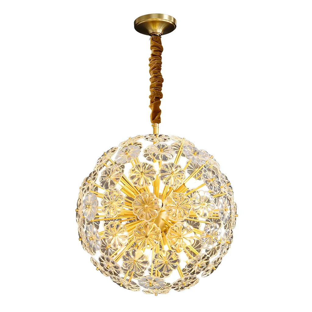 Modern Gold Spherical Glass Floral Sputnik Chandelier