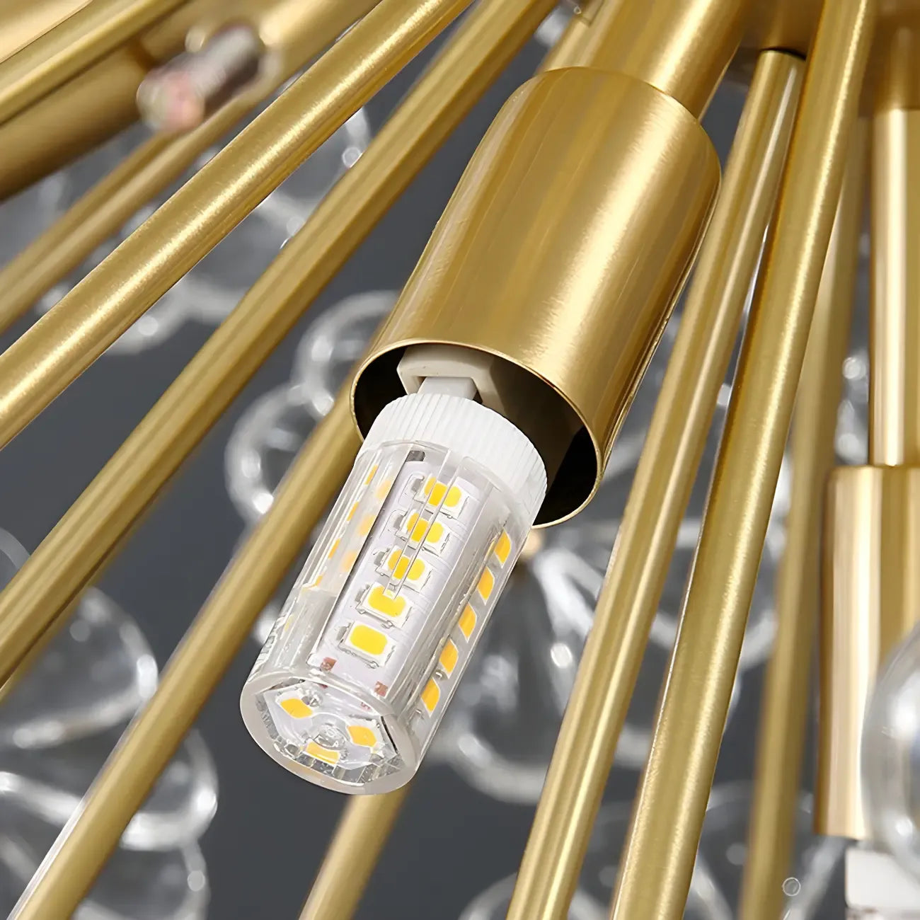 Modern Gold Spherical Glass Floral Sputnik Chandelier