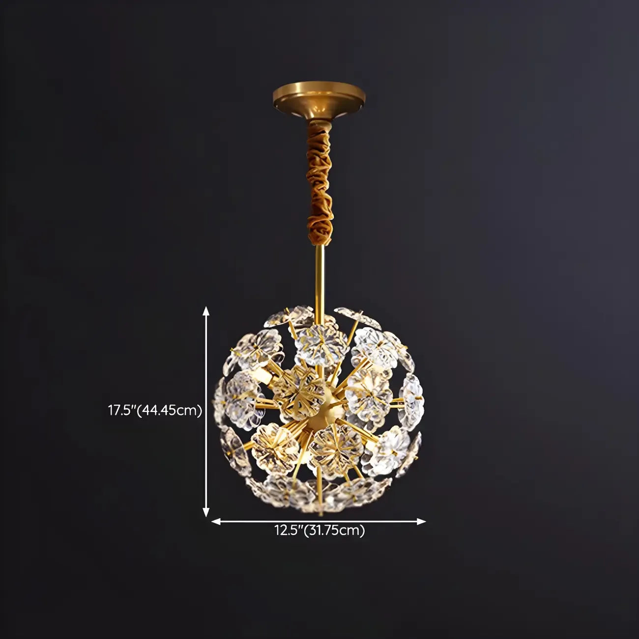 Modern Gold Spherical Glass Floral Sputnik Chandelier