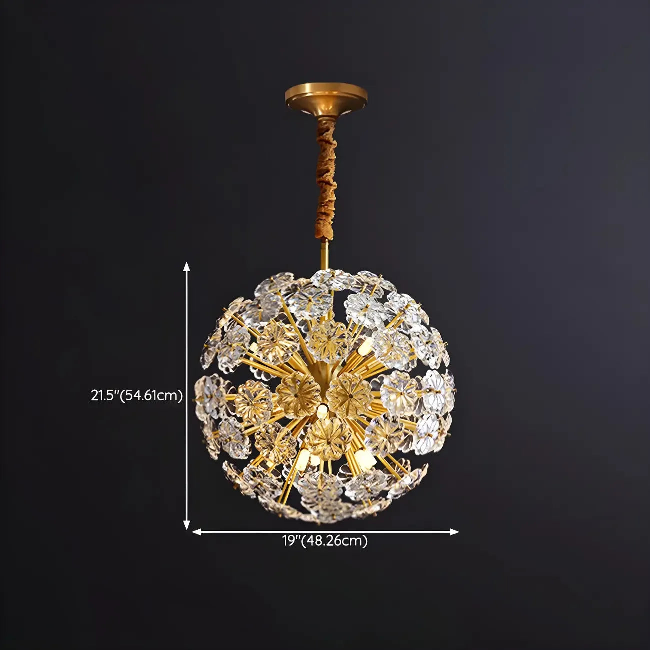Modern Gold Spherical Glass Floral Sputnik Chandelier
