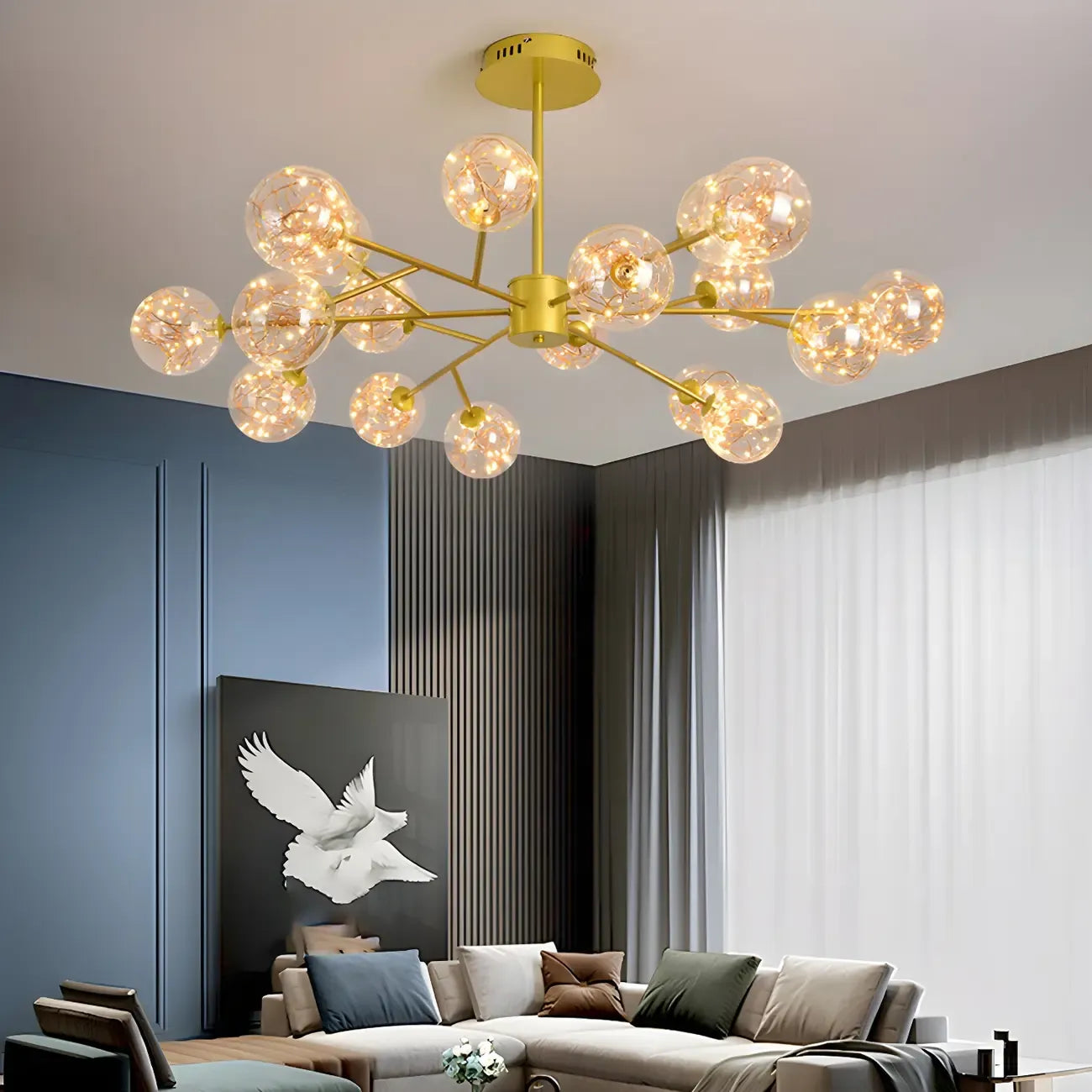 Modern Golden Globe Sputnik Chandelier for Living Room