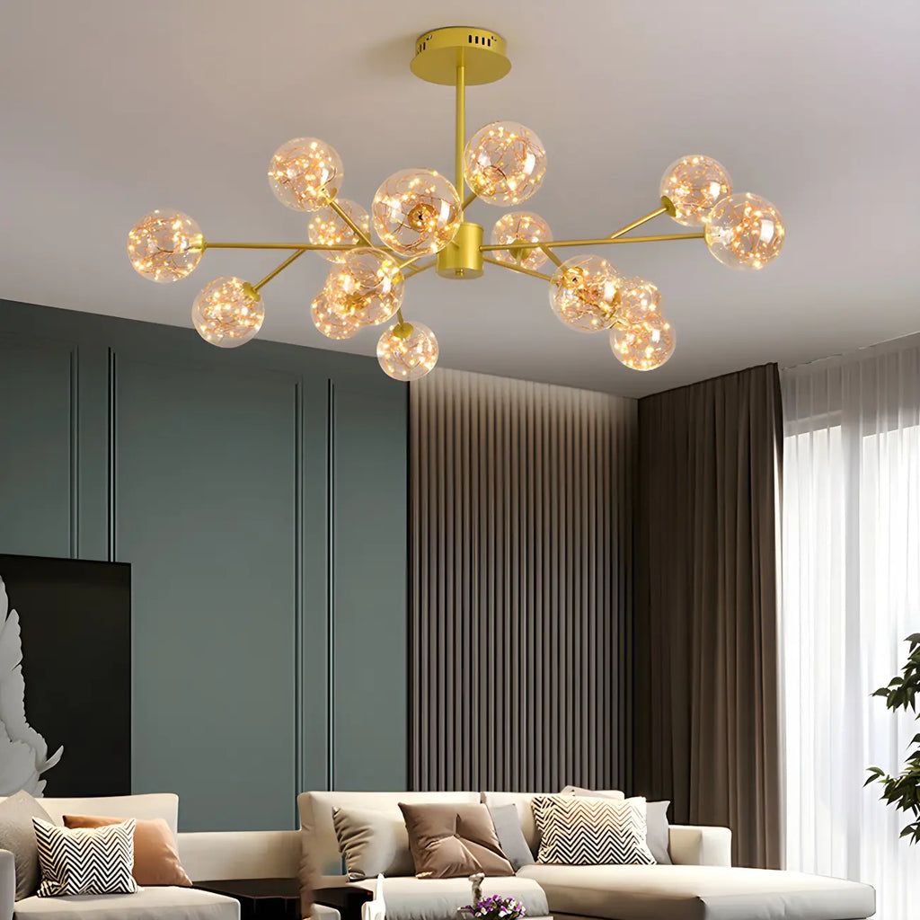 Modern Golden Globe Sputnik Chandelier for Living Room