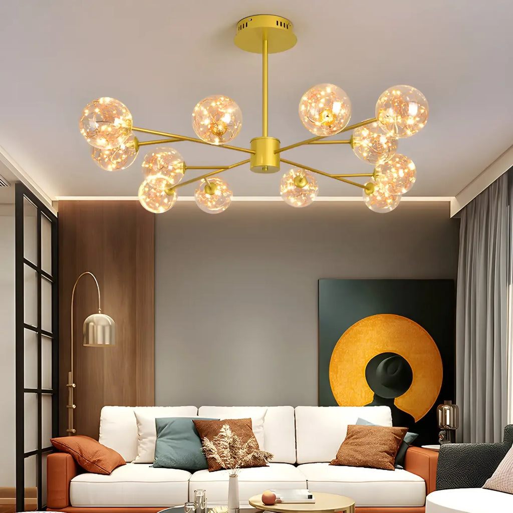 Modern Golden Globe Sputnik Chandelier for Living Room