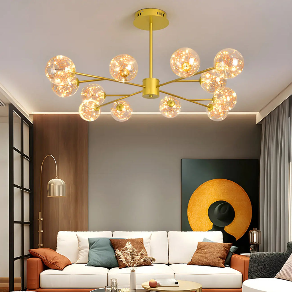 Modern Golden Globe Sputnik Chandelier for Living Room