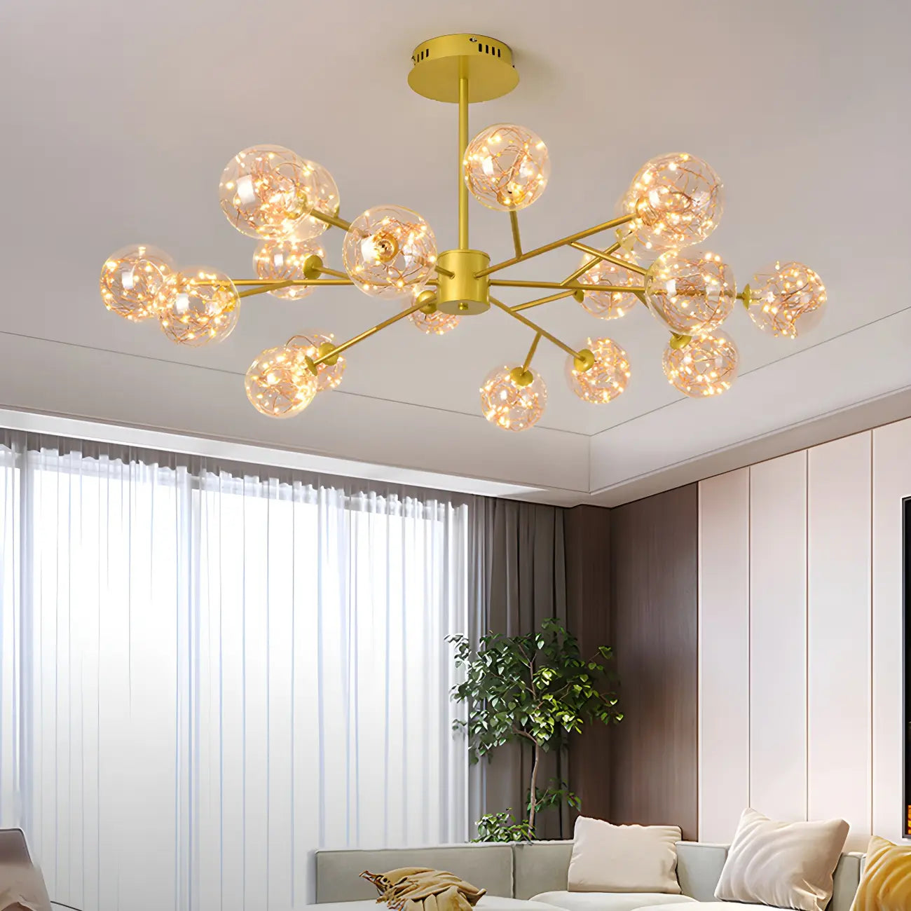 Modern Golden Globe Sputnik Chandelier for Living Room