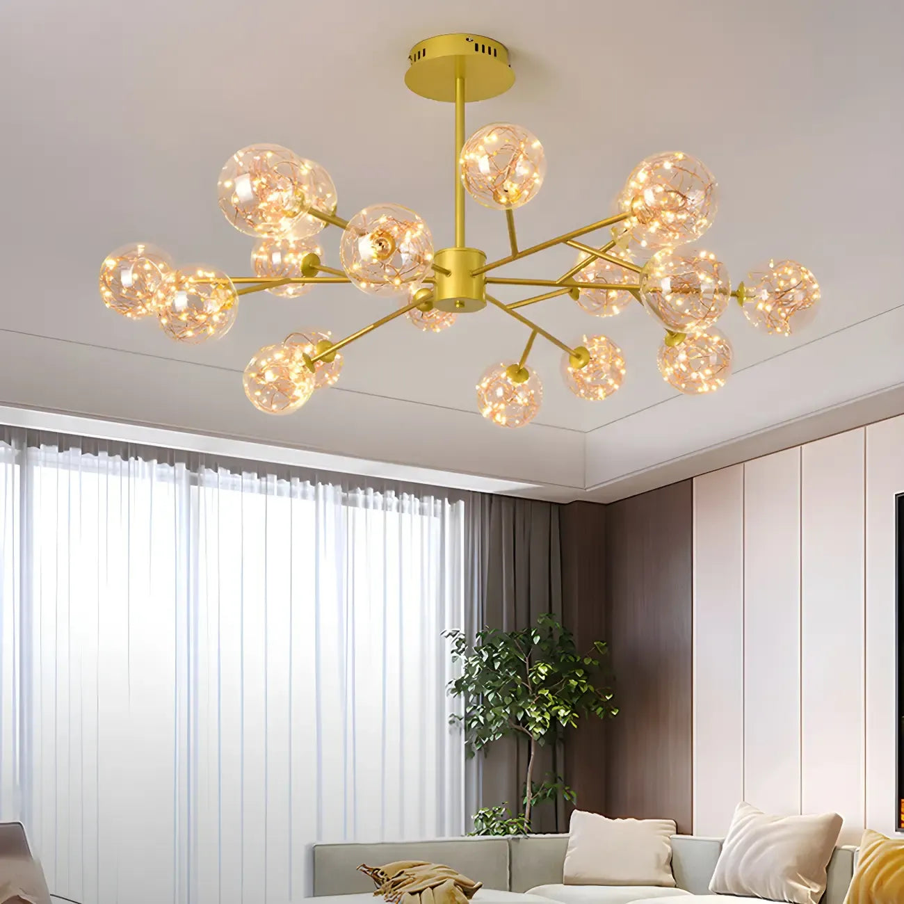 Modern Golden Globe Sputnik Chandelier for Living Room