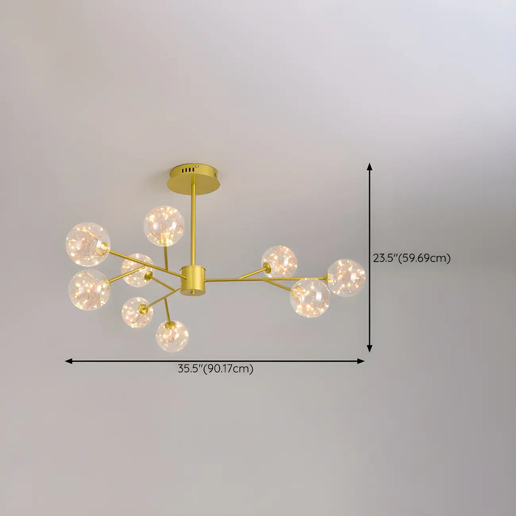 Modern Golden Globe Sputnik Chandelier for Living Room