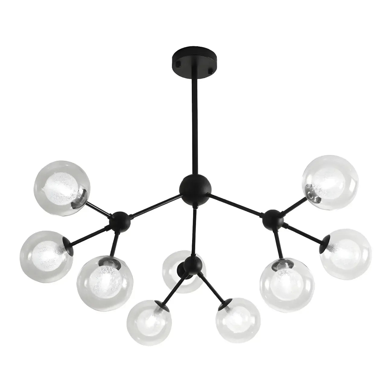 Modern Industrial Sputnik Black Glass 9-18 Light Chandelier