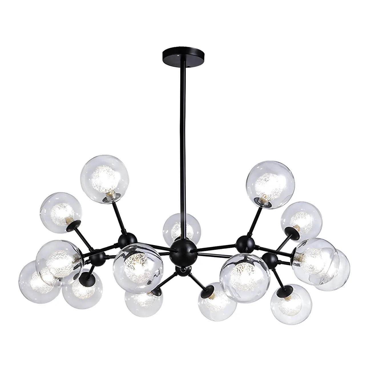 Modern Industrial Sputnik Black Glass 9-18 Light Chandelier