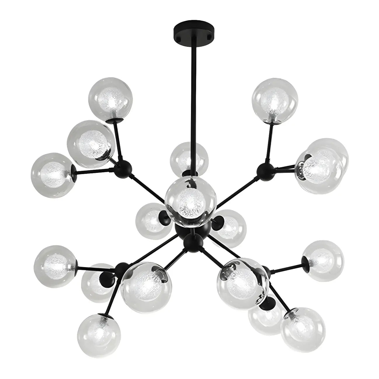 Modern Industrial Sputnik Black Glass 9-18 Light Chandelier
