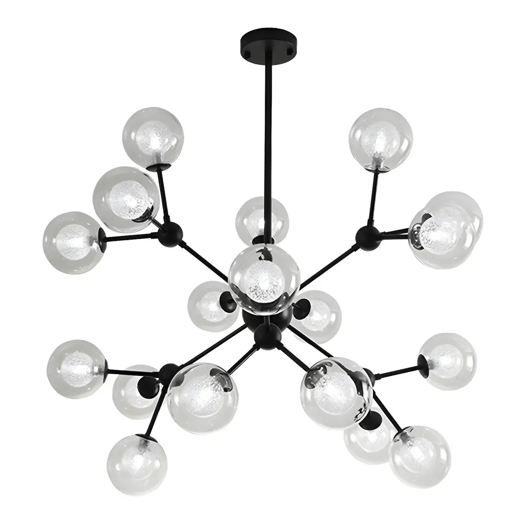 Modern Industrial Sputnik Black Glass 9-18 Light Chandelier