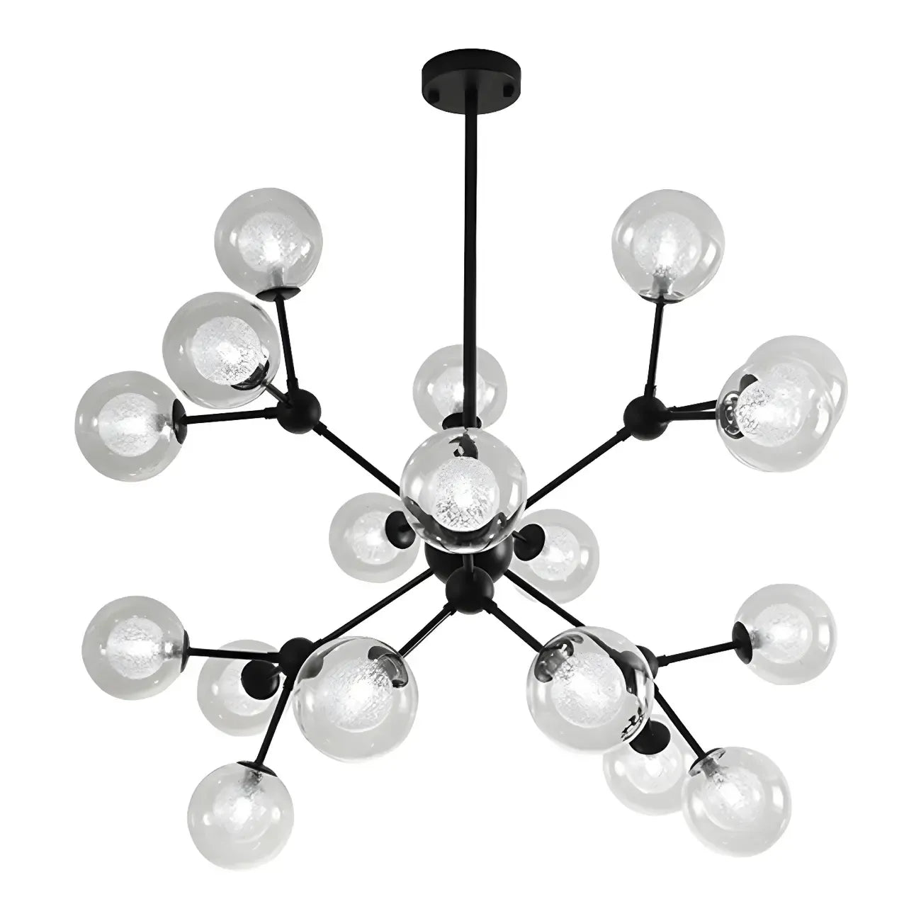 Modern Industrial Sputnik Black Glass 9-18 Light Chandelier