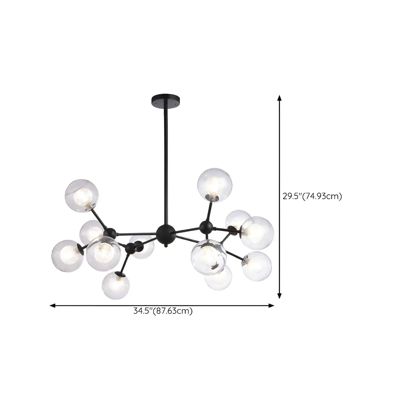 Modern Industrial Sputnik Black Glass 9-18 Light Chandelier
