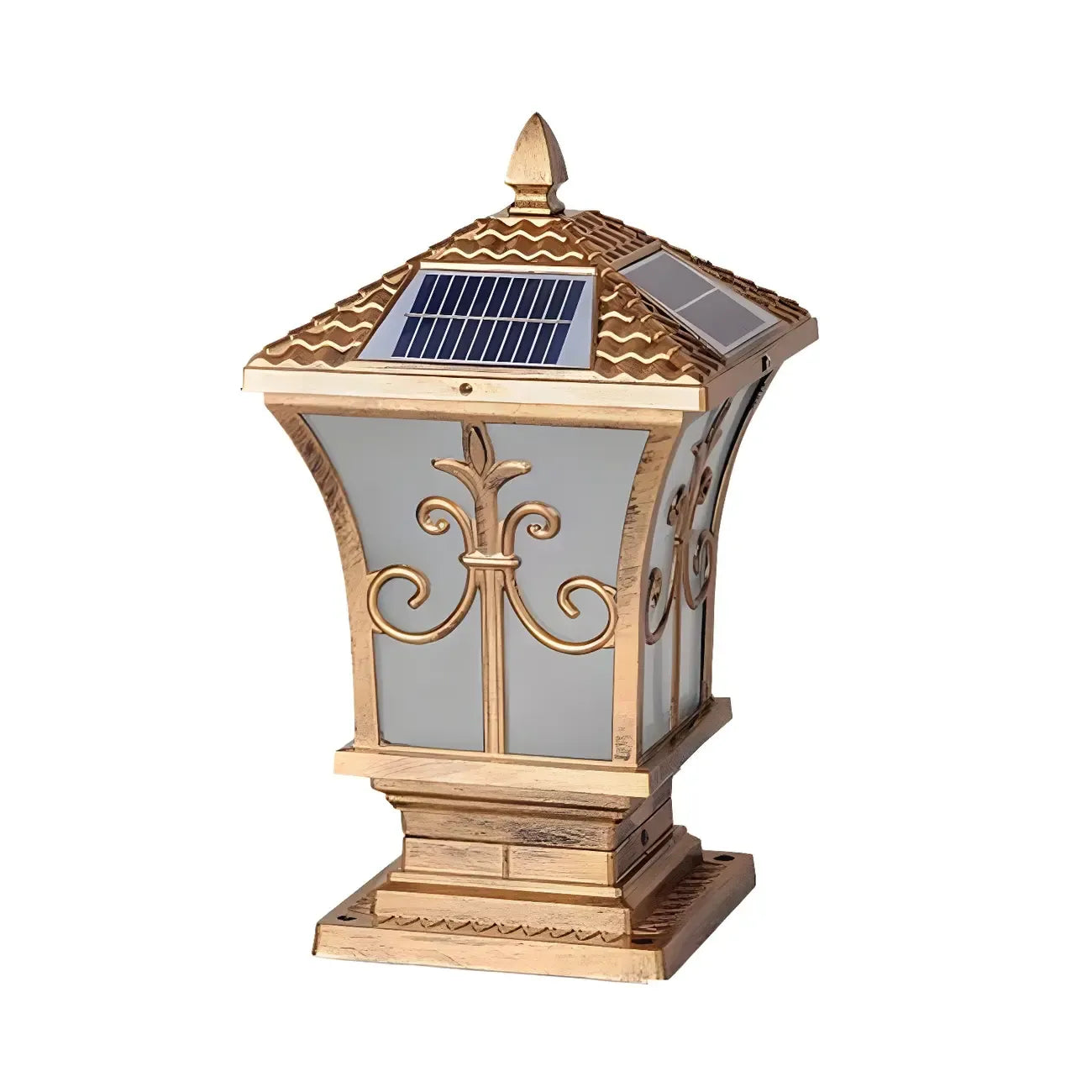 Vintage Brass Lantern Solar Outdoor Post Lights