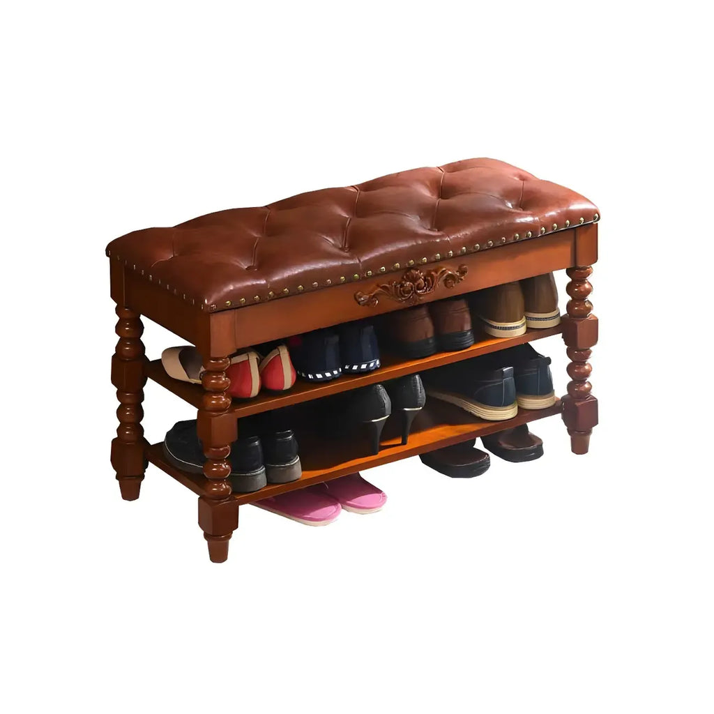 Victorian Solid Wood Flip-Top Shoe Storage Entryway Bench