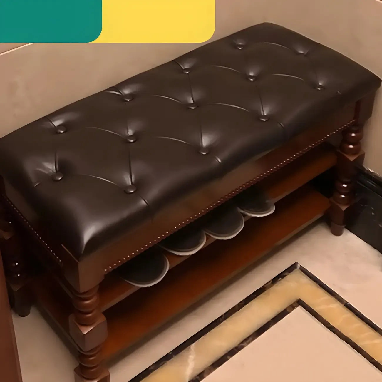 Victorian Solid Wood Flip-Top Shoe Storage Entryway Bench