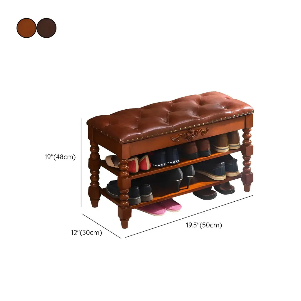 Victorian Solid Wood Flip-Top Shoe Storage Entryway Bench