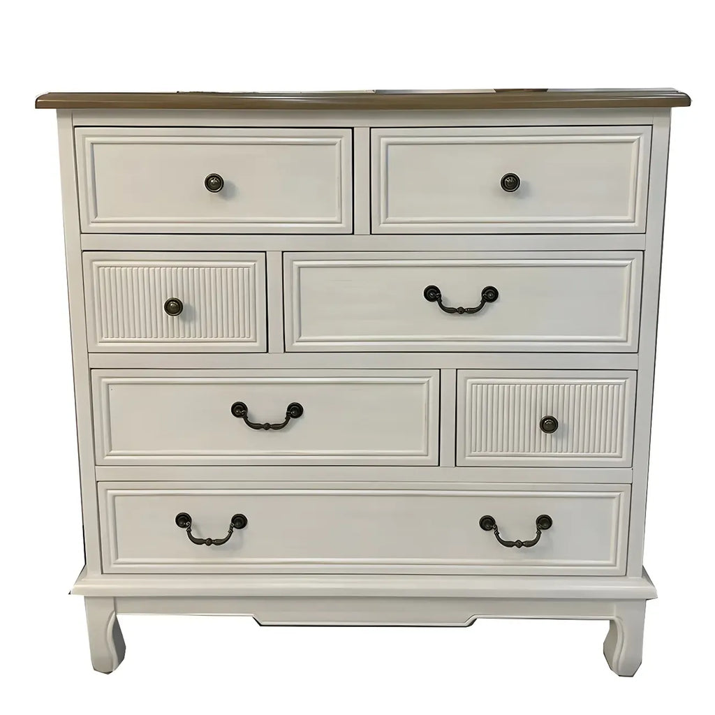 Solid Wood Retro Blue Dresser with Drawers & Metal Handle