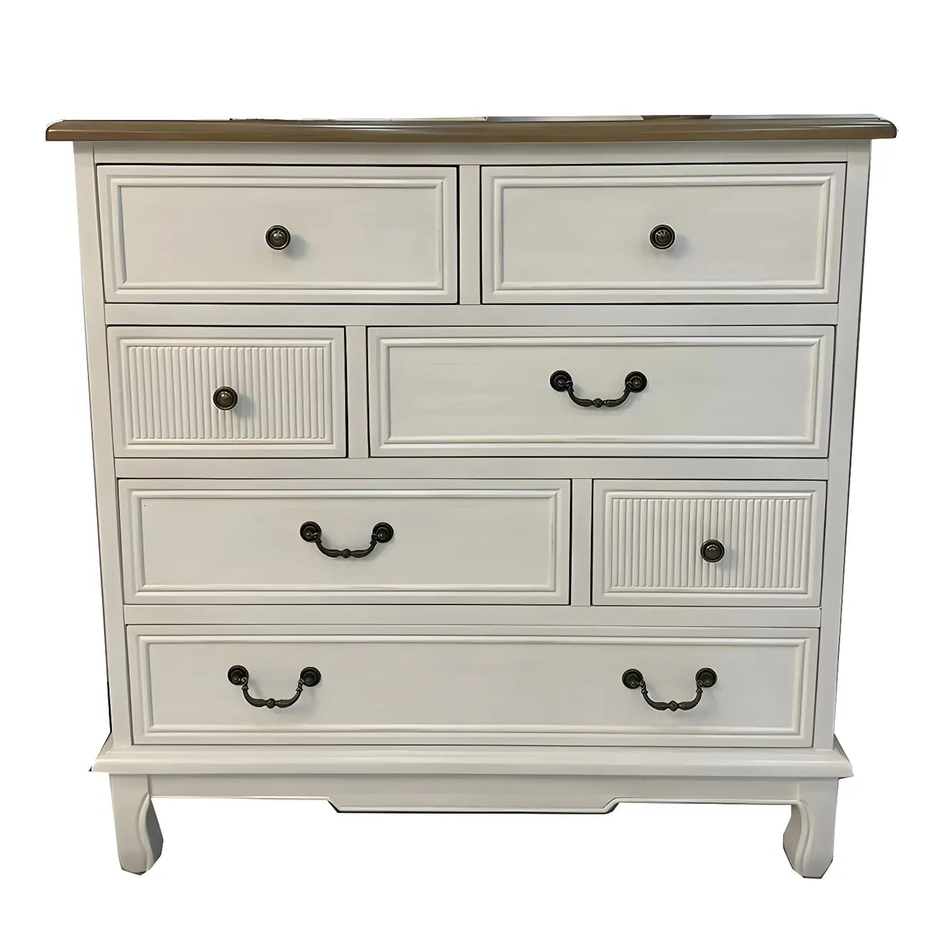 Solid Wood Retro Blue Dresser with Drawers & Metal Handle